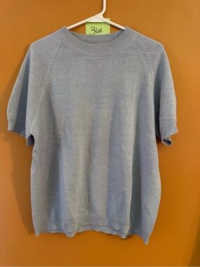 Teddi Light Blue Short-Sleeve Crewneck Sweater